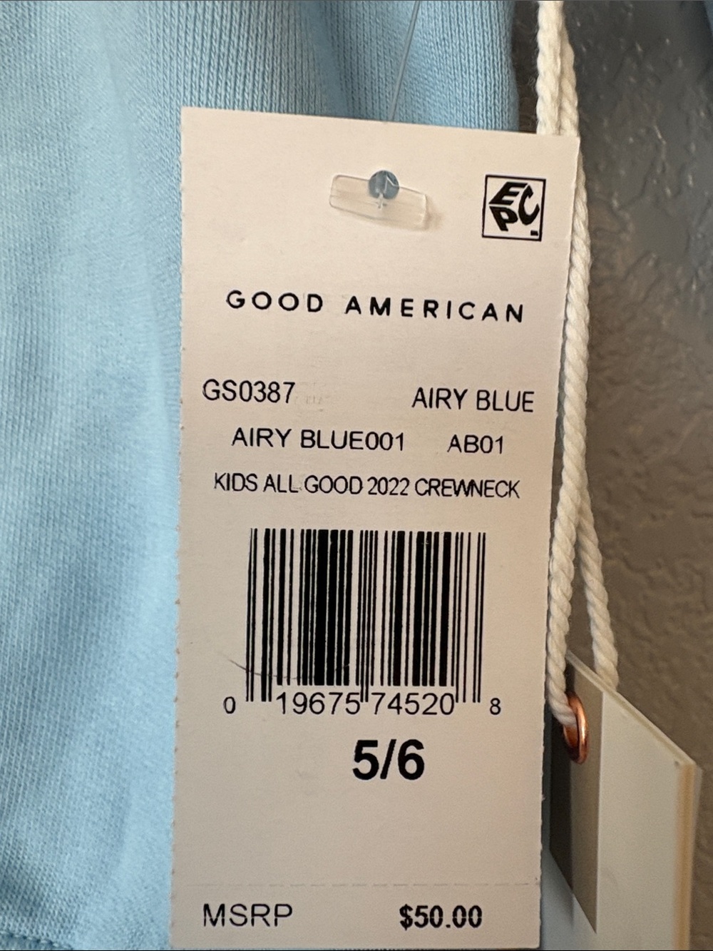 Good American Kids Light Blue "ALL GOOD" Pullover Sweatshirt - Picture 2 of 9